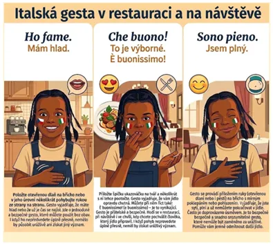 italská gesta v restauraci a na návštěvě