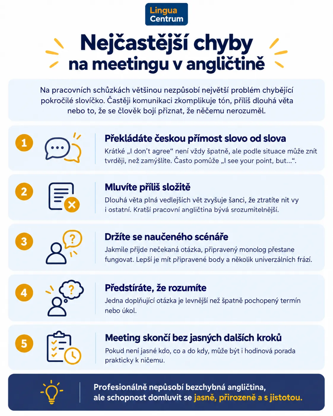 nejčastější chyby na meetingu v angličtině